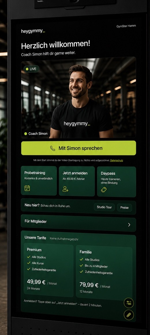 Nahaufnahme des Gymmy Terminals